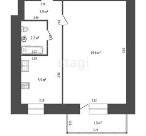 1-к квартира, вторичка, 31м2, 1/5 этаж