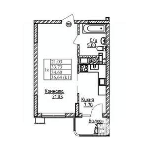 1-к квартира, вторичка, 35м2, 9/9 этаж