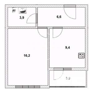 1-к квартира, вторичка, 36м2, 3/8 этаж