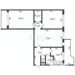 3-к квартира, вторичка, 64м2, 2/10 этаж