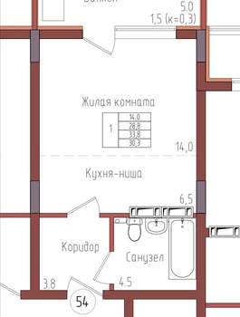 Студия квартира, вторичка, 30м2, 7/9 этаж