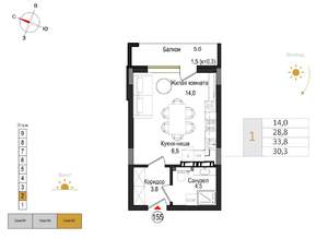Студия квартира, вторичка, 30м2, 2/9 этаж