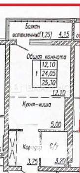 Студия квартира, вторичка, 24м2, 8/17 этаж