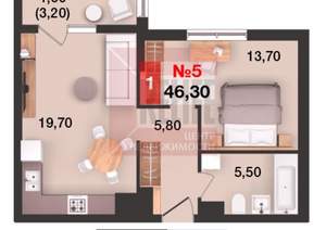 1-к квартира, вторичка, 46м2, 2/15 этаж