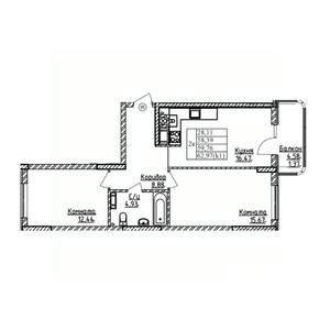 2-к квартира, строящийся дом, 60м2, 5/9 этаж