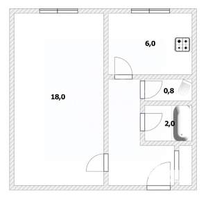 1-к квартира, вторичка, 32м2, 4/9 этаж