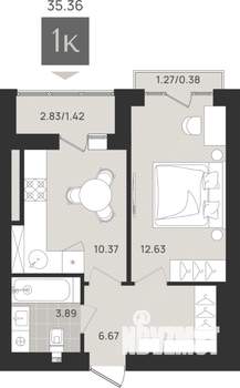 1-к квартира, вторичка, 35м2, 9/9 этаж