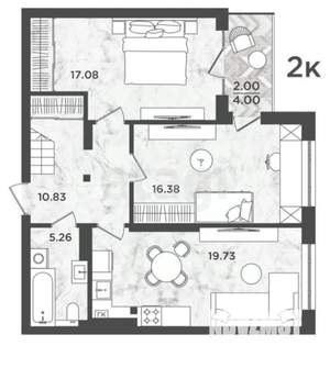 2-к квартира, вторичка, 100м2, 4/5 этаж