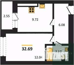 1-к квартира, вторичка, 34м2, 1/9 этаж