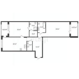 2-к квартира, сданный дом, 100м2, 3/12 этаж