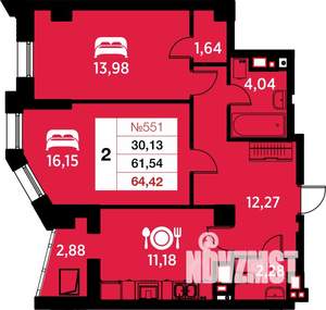 2-к квартира, вторичка, 64м2, 8/25 этаж