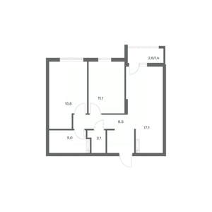 2-к квартира, строящийся дом, 59м2, 4/18 этаж