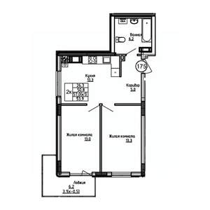 2-к квартира, вторичка, 54м2, 3/9 этаж