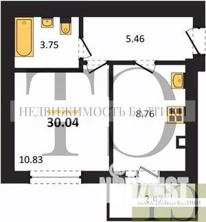 1-к квартира, вторичка, 30м2, 6/9 этаж