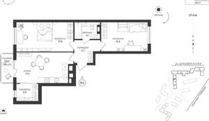 2-к квартира, вторичка, 65м2, 3/9 этаж