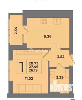 1-к квартира, вторичка, 28м2, 1/8 этаж