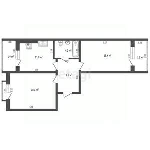 2-к квартира, вторичка, 53м2, 8/8 этаж