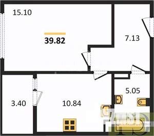 1-к квартира, вторичка, 40м2, 1/8 этаж