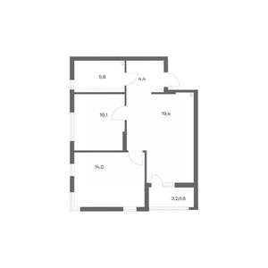2-к квартира, строящийся дом, 55м2, 8/18 этаж