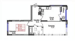 2-к квартира, строящийся дом, 59м2, 1/9 этаж
