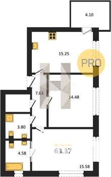 3-к квартира, вторичка, 80м2, 3/9 этаж