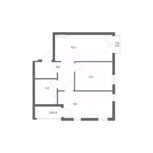 2-к квартира, строящийся дом, 59м2, 4/18 этаж