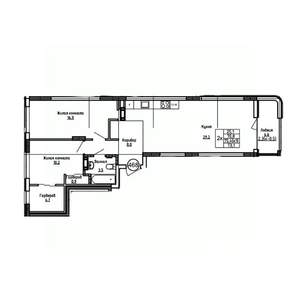 2-к квартира, вторичка, 73м2, 8/9 этаж