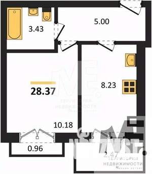 1-к квартира, вторичка, 28м2, 9/9 этаж