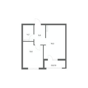 1-к квартира, строящийся дом, 43м2, 2/18 этаж