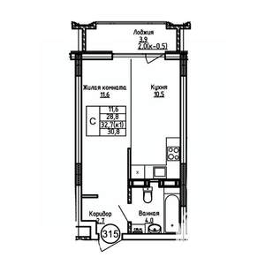 Студия квартира, вторичка, 31м2, 5/9 этаж