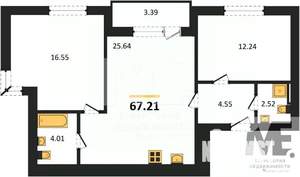 2-к квартира, вторичка, 67м2, 4/9 этаж