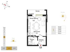 Студия квартира, вторичка, 30м2, 5/9 этаж