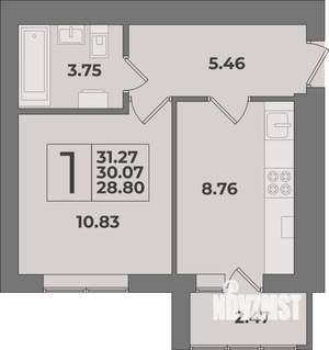 1-к квартира, вторичка, 31м2, 6/9 этаж