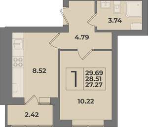 1-к квартира, вторичка, 30м2, 9/9 этаж