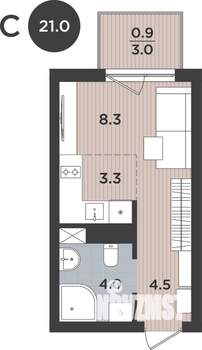 1-к квартира, вторичка, 21м2, 2/9 этаж