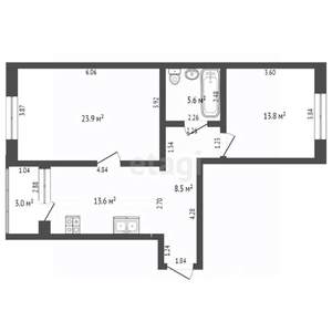 2-к квартира, вторичка, 68м2, 3/5 этаж