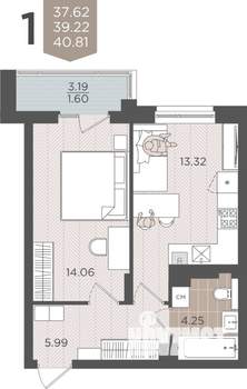 1-к квартира, вторичка, 39м2, 8/9 этаж