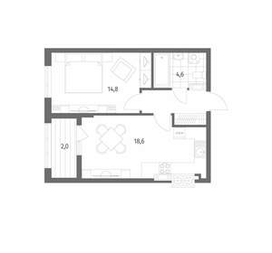 1-к квартира, строящийся дом, 45м2, 4/8 этаж