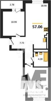 2-к квартира, вторичка, 57м2, 6/9 этаж