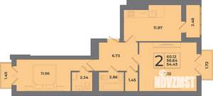 2-к квартира, вторичка, 60м2, 8/8 этаж