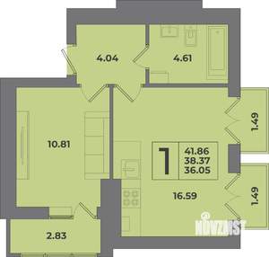 1-к квартира, вторичка, 42м2, 8/8 этаж