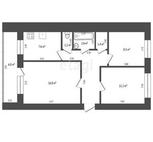3-к квартира, вторичка, 59м2, 5/5 этаж