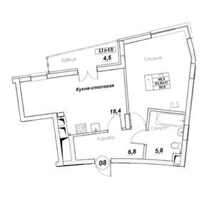 1-к квартира, вторичка, 51м2, 3/7 этаж