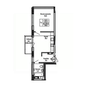 1-к квартира, вторичка, 39м2, 7/9 этаж