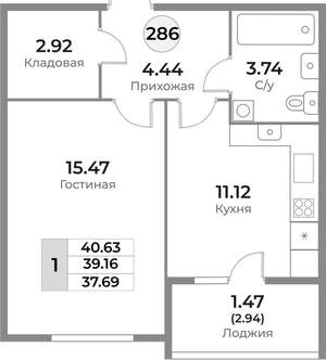 1-к квартира, вторичка, 39м2, 5/10 этаж