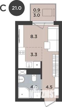 1-к квартира, вторичка, 21м2, 6/9 этаж