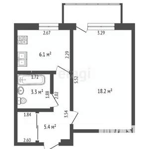 1-к квартира, вторичка, 33м2, 4/5 этаж