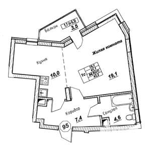 Студия квартира, вторичка, 42м2, 6/7 этаж