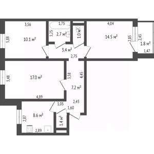 3-к квартира, вторичка, 65м2, 2/10 этаж