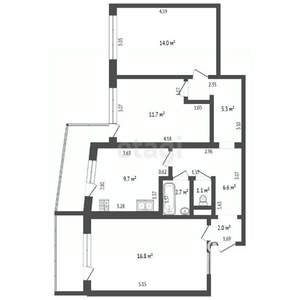 3-к квартира, вторичка, 69м2, 3/6 этаж